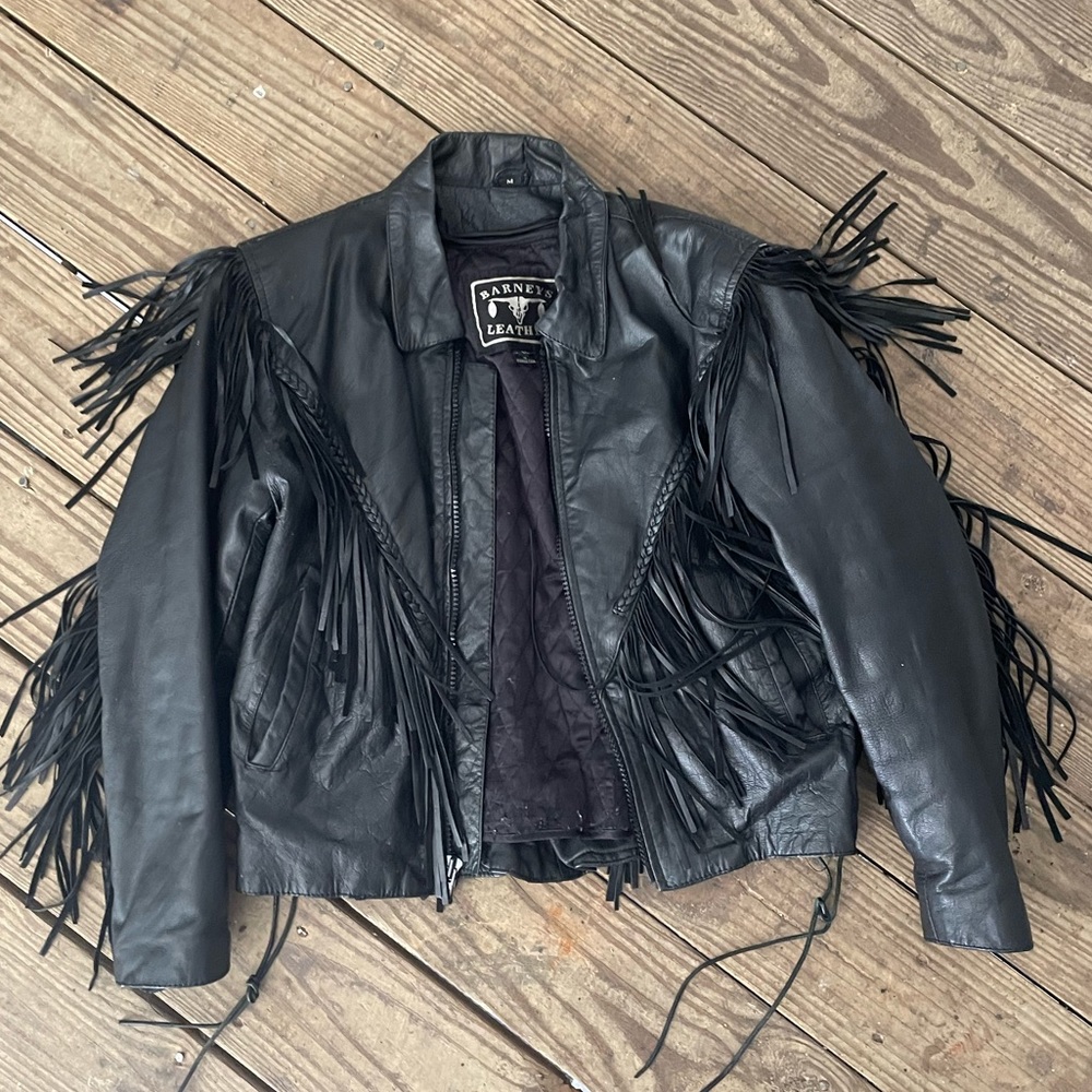 Vintage Fringe Leather Moto Jacket
